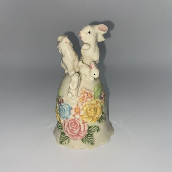 Vintage Cracker Barrel Bunny Bell Flowers Easter Spring Flowers Rabbit - Picture 8 of 8